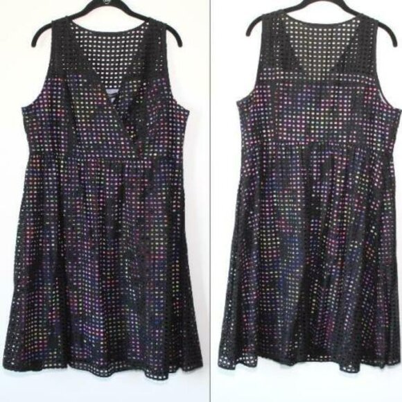 NWT Lane Bryant Perforated Eyelet Dress Black Multicolor Plus Size 18 H12952 - Picture 11 of 11